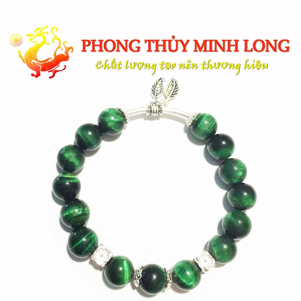 Vòng đá Mắt Hổ Xanh Lá chất lượng 5A mix phụ kiện Bạc hợp người mệnh Hỏa và Mộc