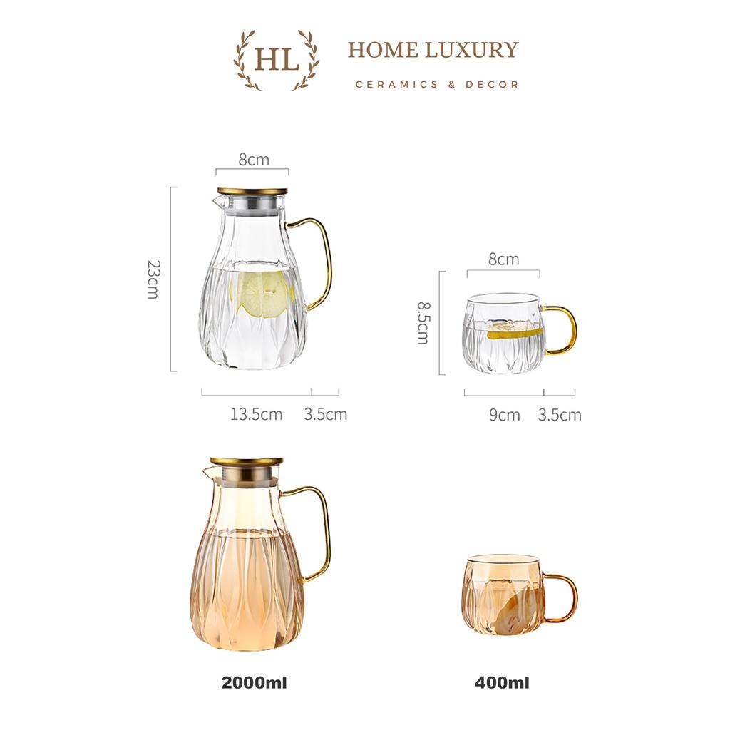 Bình cốc thuỷ tinh phong cách NORDIC Lá Chất liệu Borosiicate | Bộ Bình Ly Thuỷ Tinh Chịu Nhiệt Tạo Hình Lá