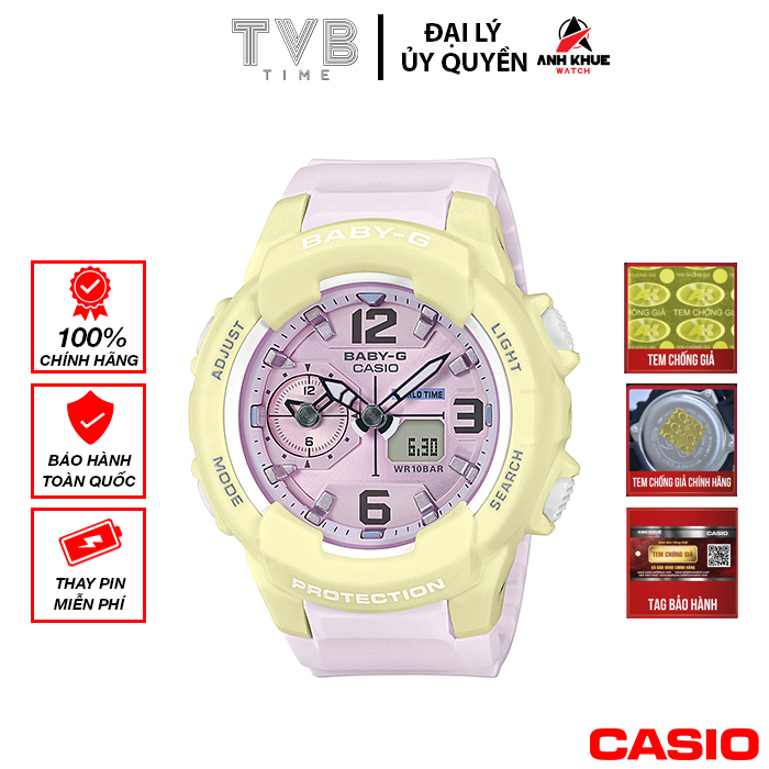 Đồng hồ nữ dây nhựa Casio Baby-G chính hãng Anh Khuê BGA-230PC-9BDR (42mm)