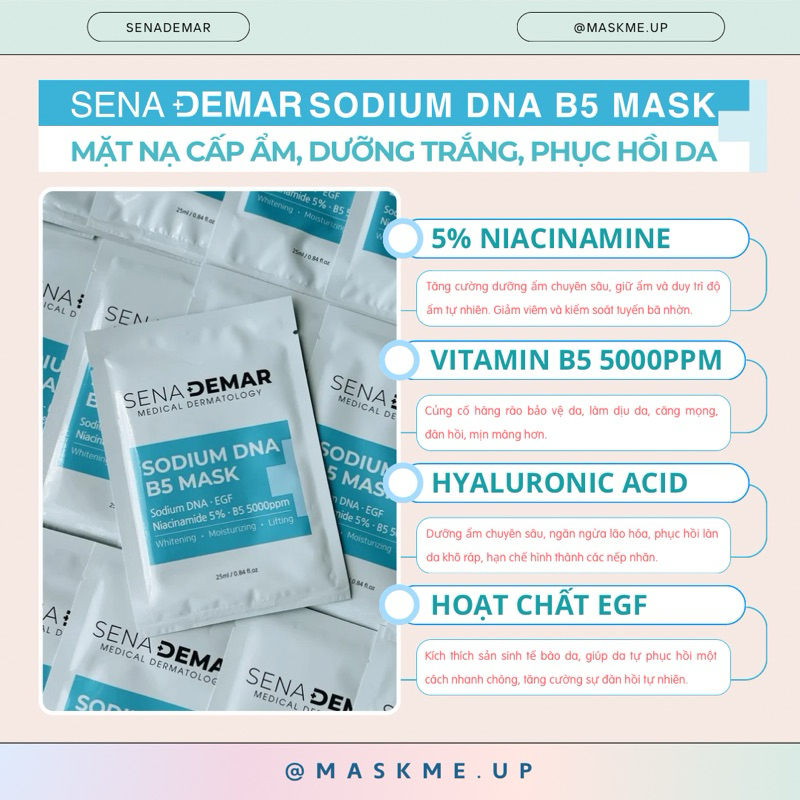 Combo 10 Miếng Mặt Nạ SENADEMAR Tế Bào Gốc Phục Hồi Dưỡng Ẩm 25ml/miếng hạn 2027