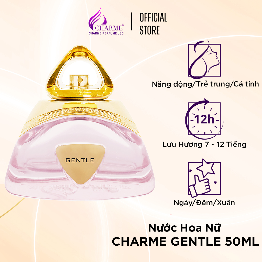 Nước hoa nữ cao cấp, Charme Gentle, mùi hương hoa nhài, thanh lịch, nhẹ nhàng, lưu hương lâu, 50ml