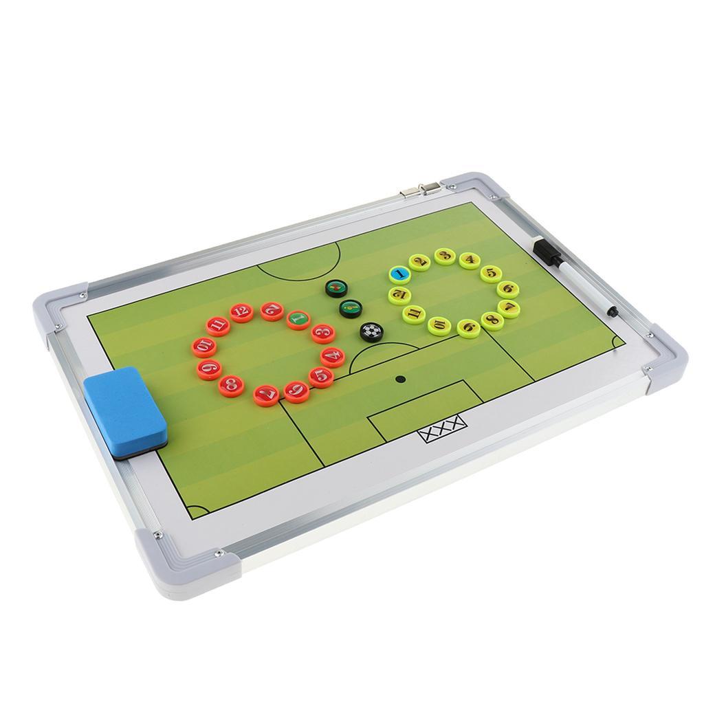 Magnetic Soccer Coaching Board, Football Strategy Teaching Clipboard with Dry Erase and Marker Pen + Lanyard Coaches Whistle