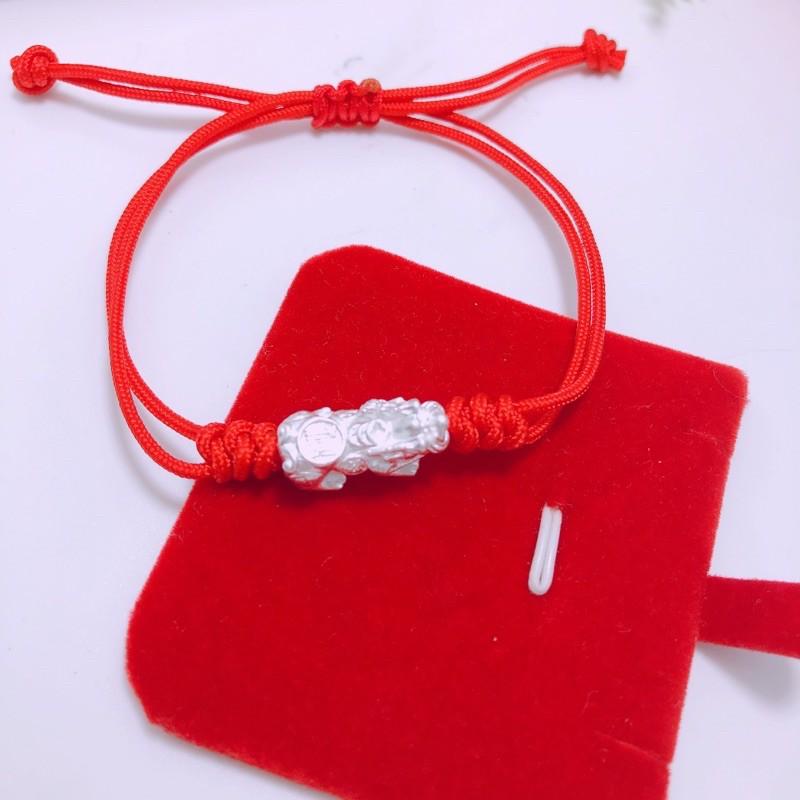 Vòng tay chỉ đỏ may mắn, vòng tay tỳ hưu bạc ta cao cấp, bibi silver -