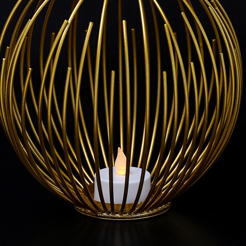 Nordic Style Geometric Wire Candle Holder Iron Bronze Candlestick Lantern