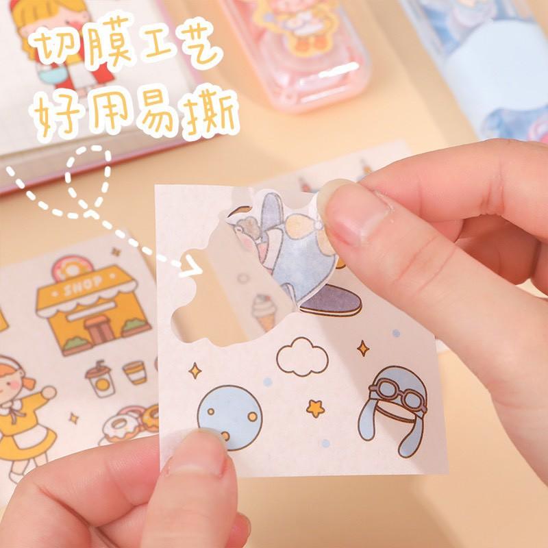 Bộ miếng dán sticker hoạt hình đáng yêu dán túi bút trong suốt ST23