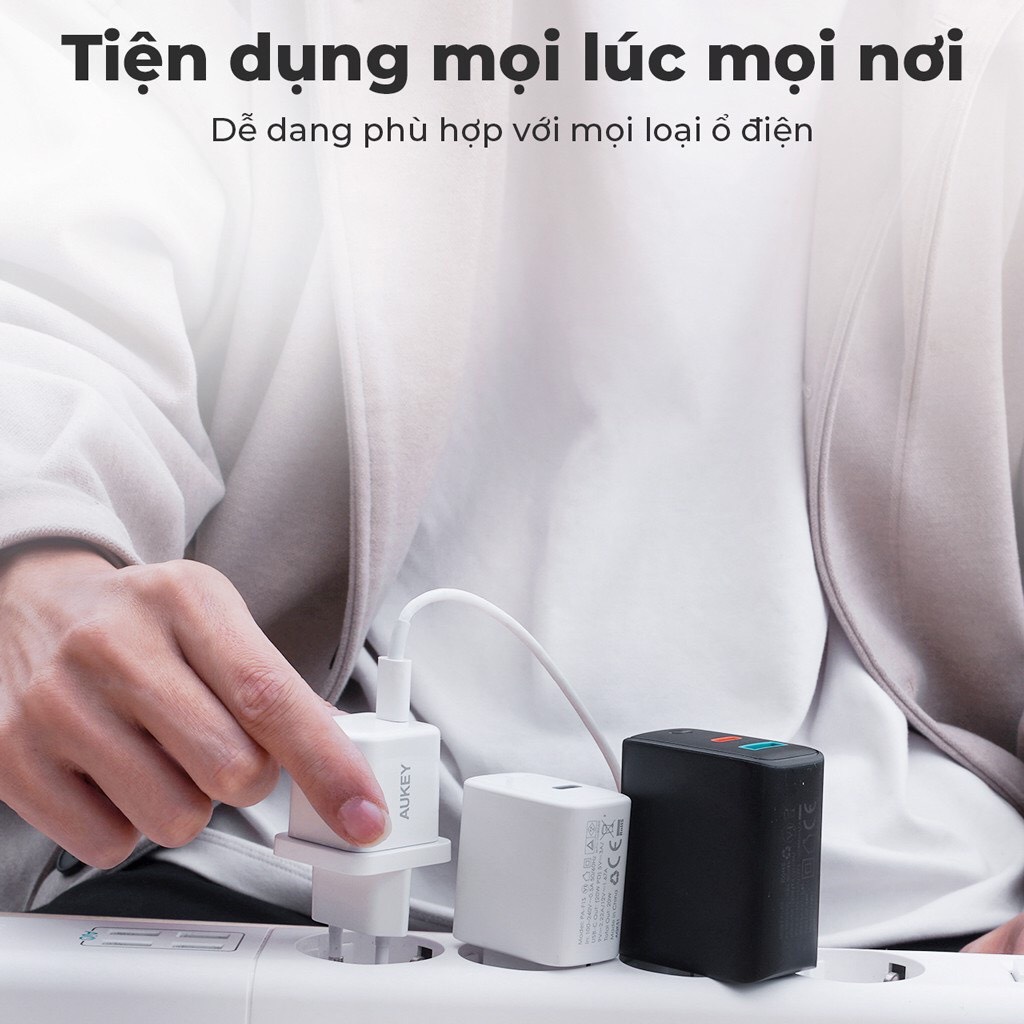 Combo 2 Củ Sạc Nhanh Aukey PA-F5 20W Chuẩn Power Delivery 3.0 - Hàng Chính Hãng