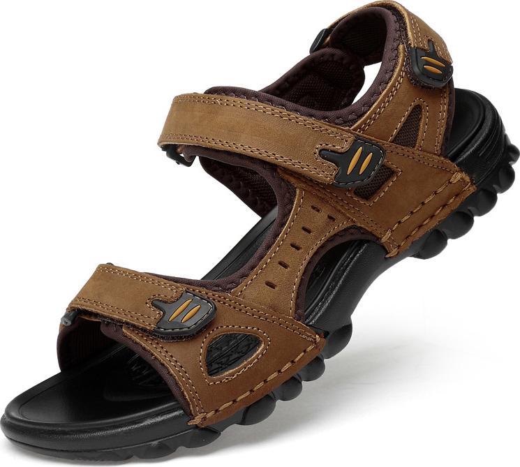 Giày sandal big size cỡ lớn cho nam cao to bằng da bò cao cấp - DL006 - Nau - 46