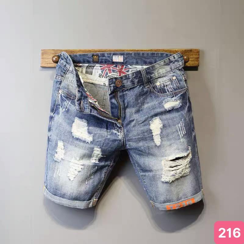 Quần short đùi jean nam màu xanh đậm rách gối chất bò cao cấp co dãn 4 chiều cực đẹp, quần rin nam HD1 Mẫu Mới