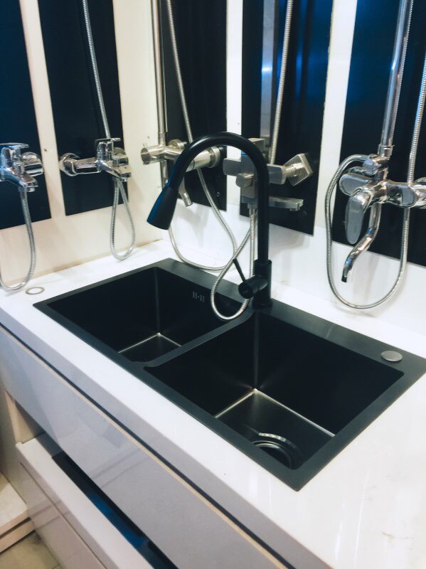 COMBO chậu nano + vòi rút tròn nano