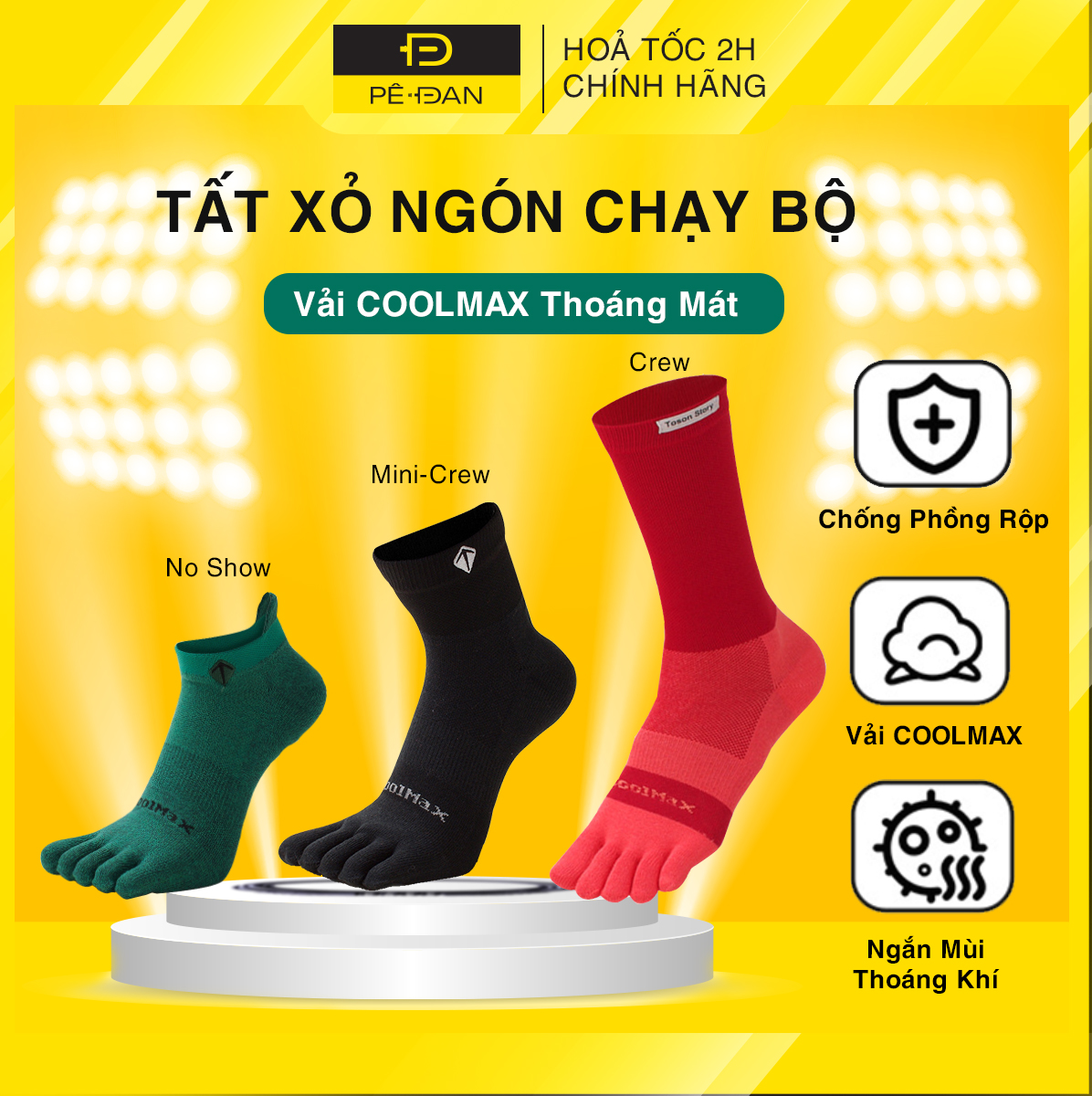 Tất Xỏ Ngón Chạy Bộ OFFICE CHILL Vớ Chuyên Thể Thao Xỏ 5 Ngón Chân Chống Phồng Rộp Vải Coolmax
