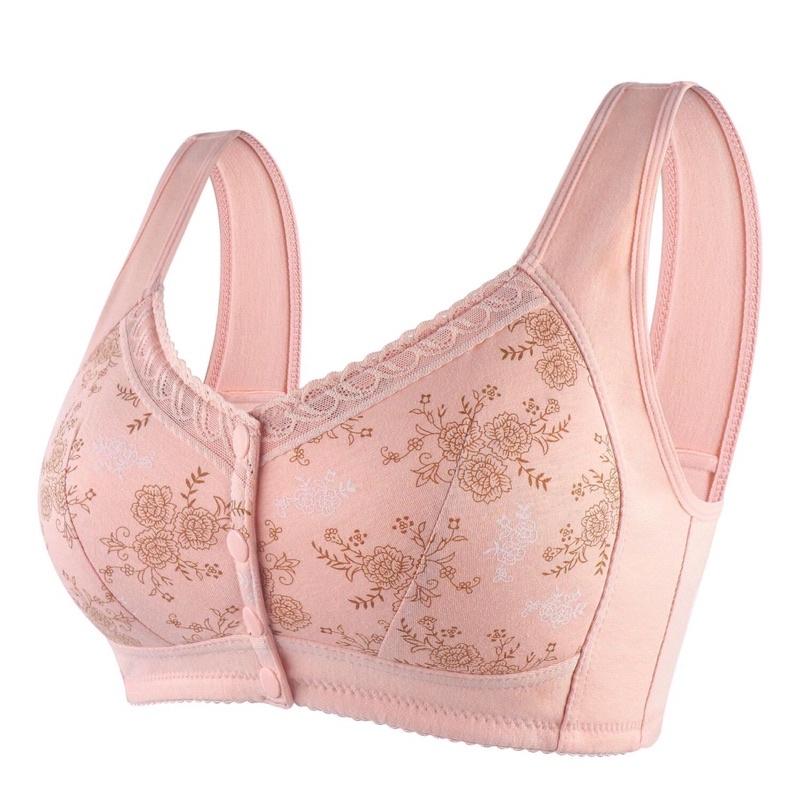 Áo ngực trung niên nữ cho bà cho mẹ chất liệu cotton cúc bấm trước phối ren cao cấp