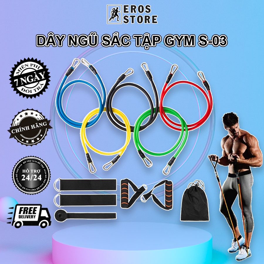 Dây Ngũ Sắc S01 Tập Gym Đa Năng  Full Body - Dây Kháng Lực Tập Gym, Dụng Cụ Tập Gym Tại Nhà