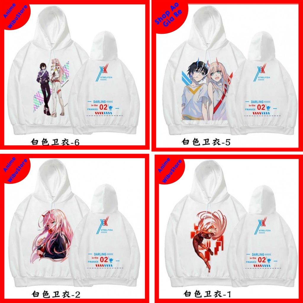 BST Áo Hoodie Trắng in hình anime Darling in The franxx mẫu in nhân vật Zero Tow