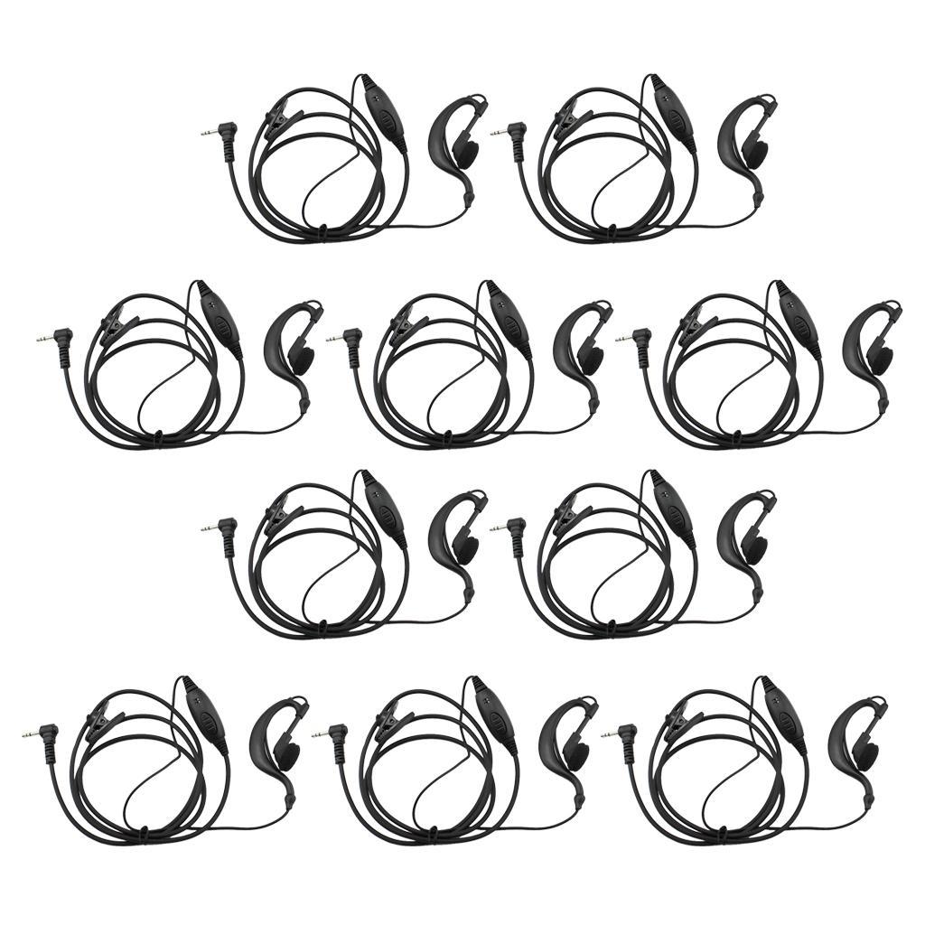 10x 1 Pin G Shape Clip-Ear Ear Hook Earpiece Headset PTT Mic for