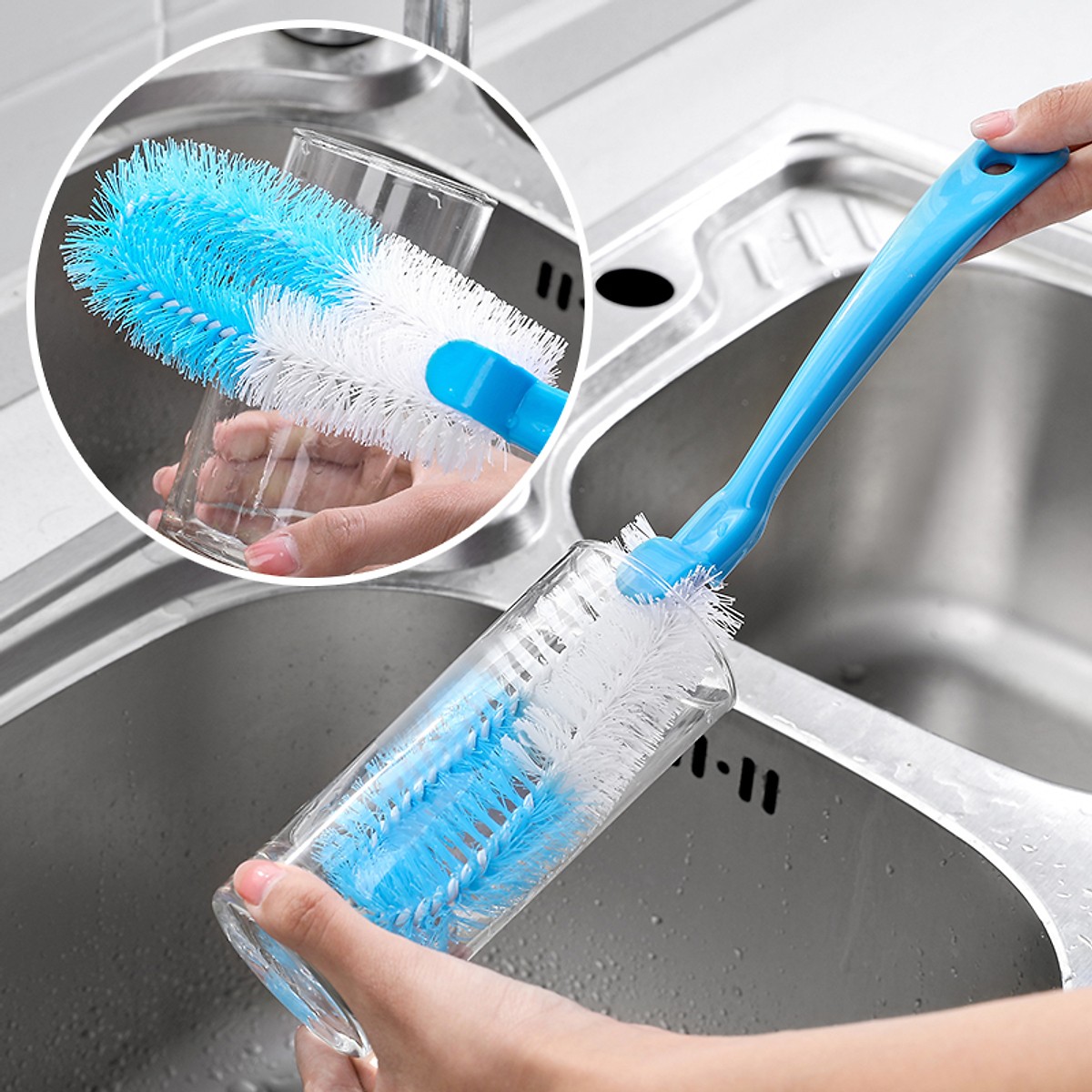 Bộ 2 Cây Cọ Rửa Cốc Chén Ly Bình Sữa 2 Màu Hàng Chất Lượng Cao - Cọ Rửa Siêu Nhanh