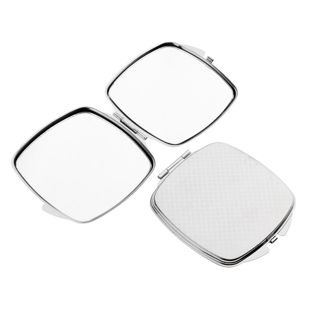 2Pcs Fashion Lady Fold Compact Mirror Cosmetic Travel Makeup Portable Sliver