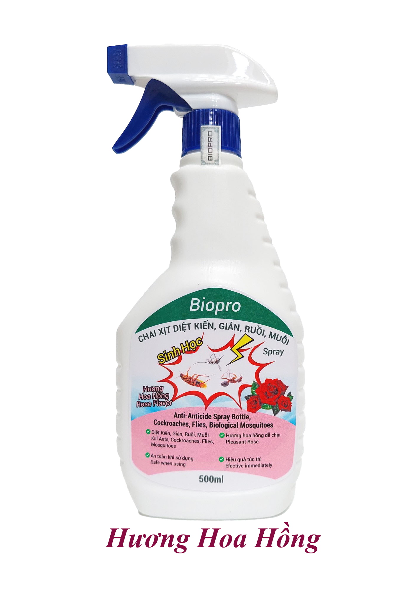 Thuốc xịt sinh học Diệt kiến Diệt gián Diệt ruồi Diệt muỗi Biopro Hương hoa hồng dịu nhẹ, an toàn, hiệu quả dài lâu