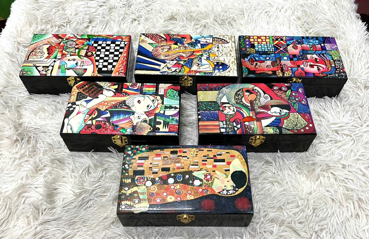 Hộp nữ trang Sơn Mài Cao Cấp 12x20x6 cm đựng đồ trang sức, vật dụng nhỏ xinh, trang trí, quà tặng ý nghĩa