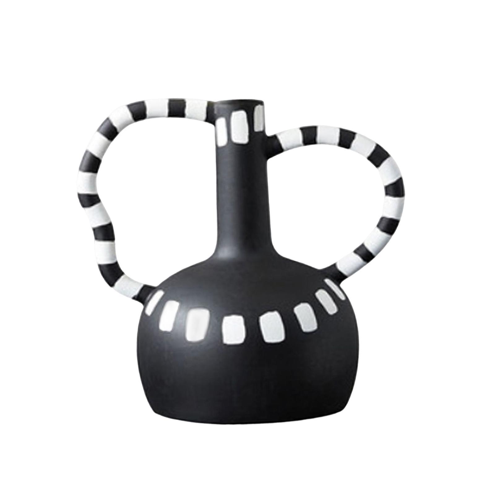 Black and White Vase Resin Flower Vase Nordic for Home Living Room Entrance