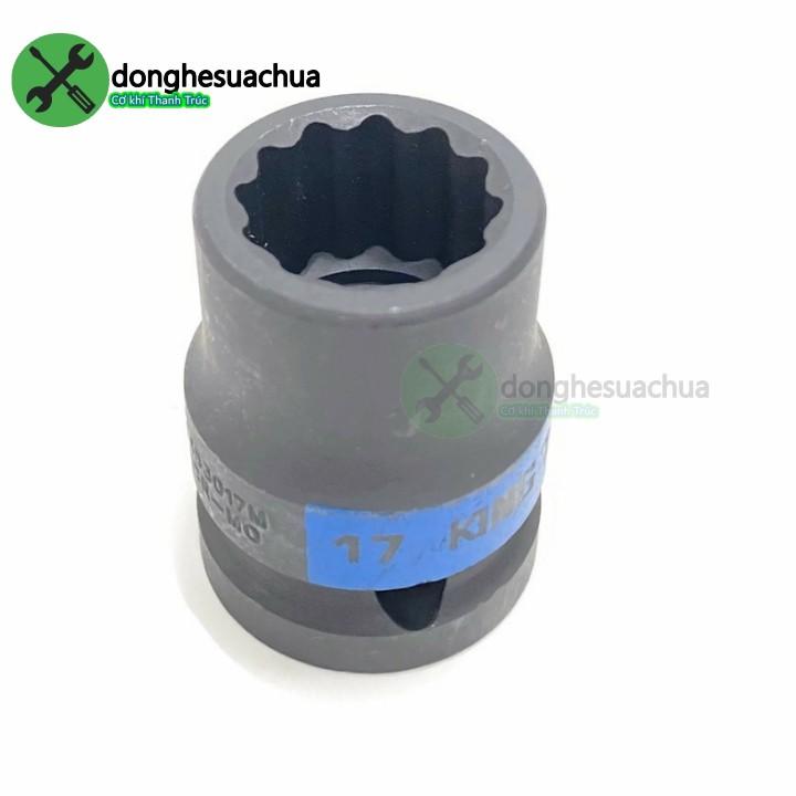 Tuýp 17mm 1/2 Kingtony 453017M loại ngắn 12 cạnh màu đen