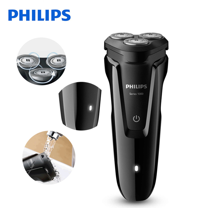 Máy cạo râu khô và ướt 3 lưỡi Philips S1010, sử dụng pin NiMH, đầu cắt chống nước dễ dàng vệ sinh- Hàng chính hãng