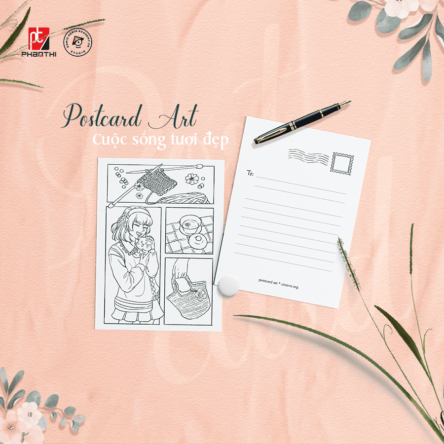 Postcard Art Tô Màu CMA Studio Giấy Mỹ Thuật 300Gsm Cao Cấp 10x15cm - Cuộc Sống Tươi Đẹp Mẫu 1
