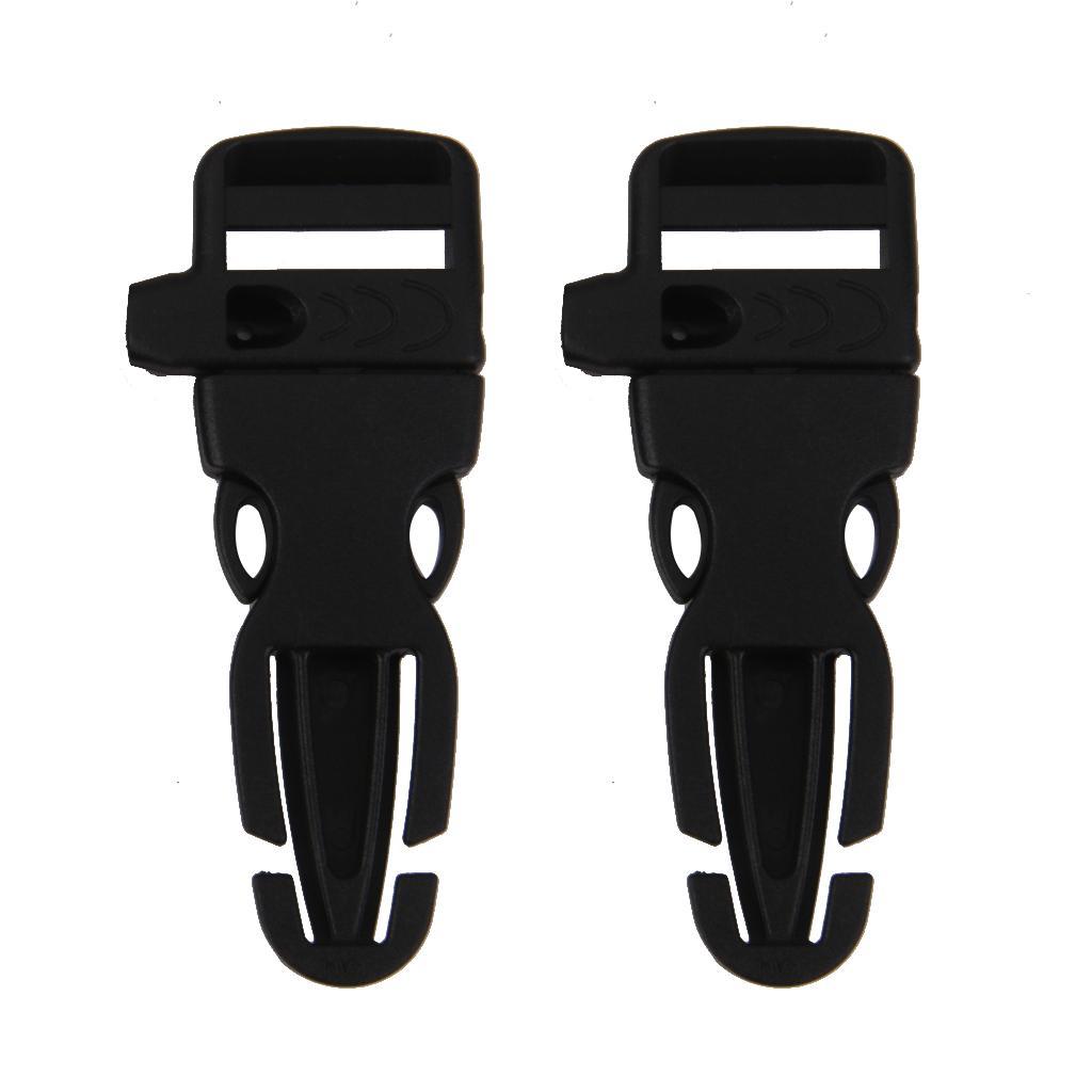 2pcs Plastic Backpack Chest Webbing Strap Adjuster Buckle with Whistle