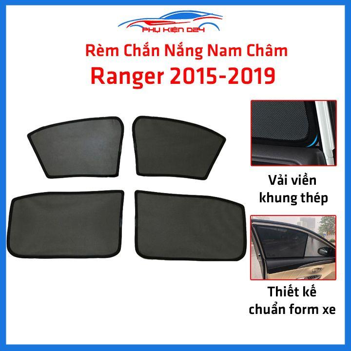 Bộ 4 rèm chắn nắng nam châm Ranger 2015-2016-2017-2018-2019 khung cố định chống tia UV