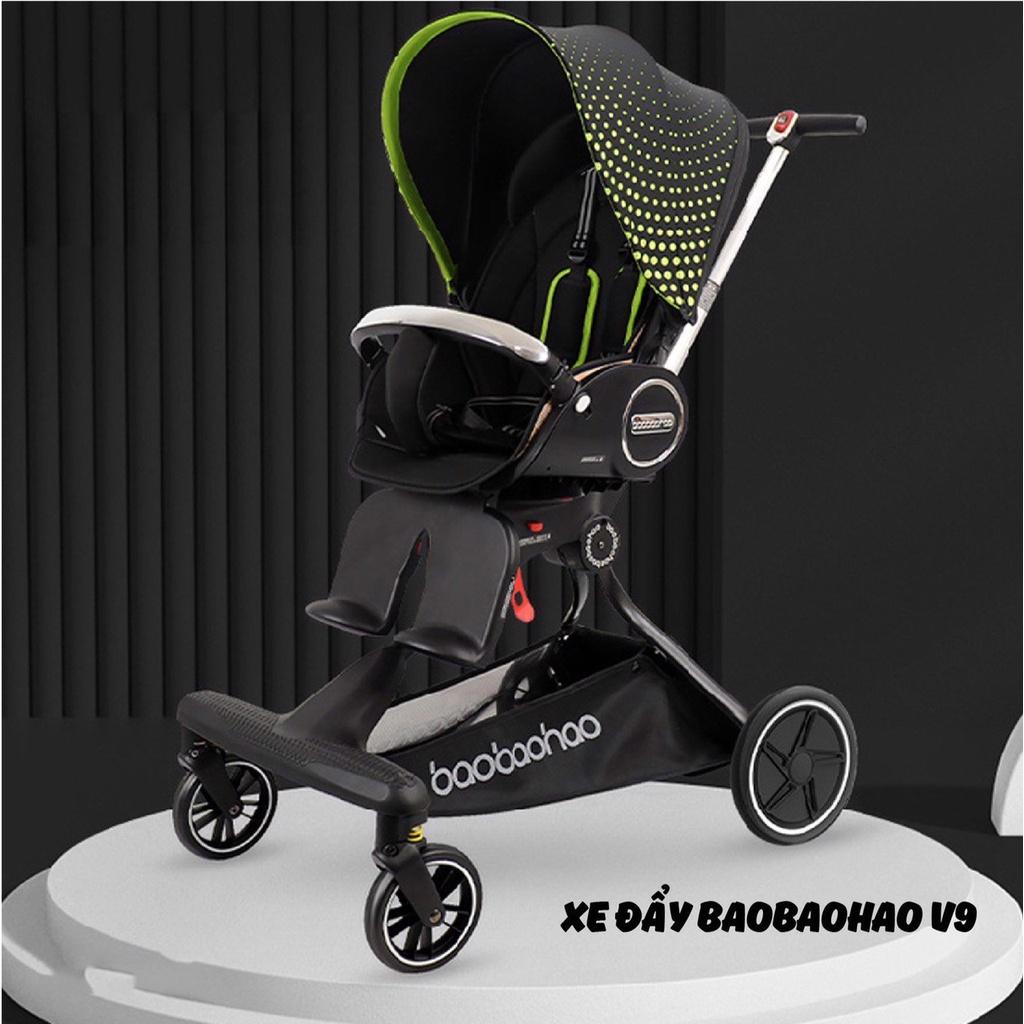 Xe đẩy cho bé BAOBAOHAO V9 2 chiều 3 tư thế xoay 360 độ ngồi - ngả - nằm cho trẻ sơ sinh - 5 tuổi, Xe đẩy gấp gọn cho bé