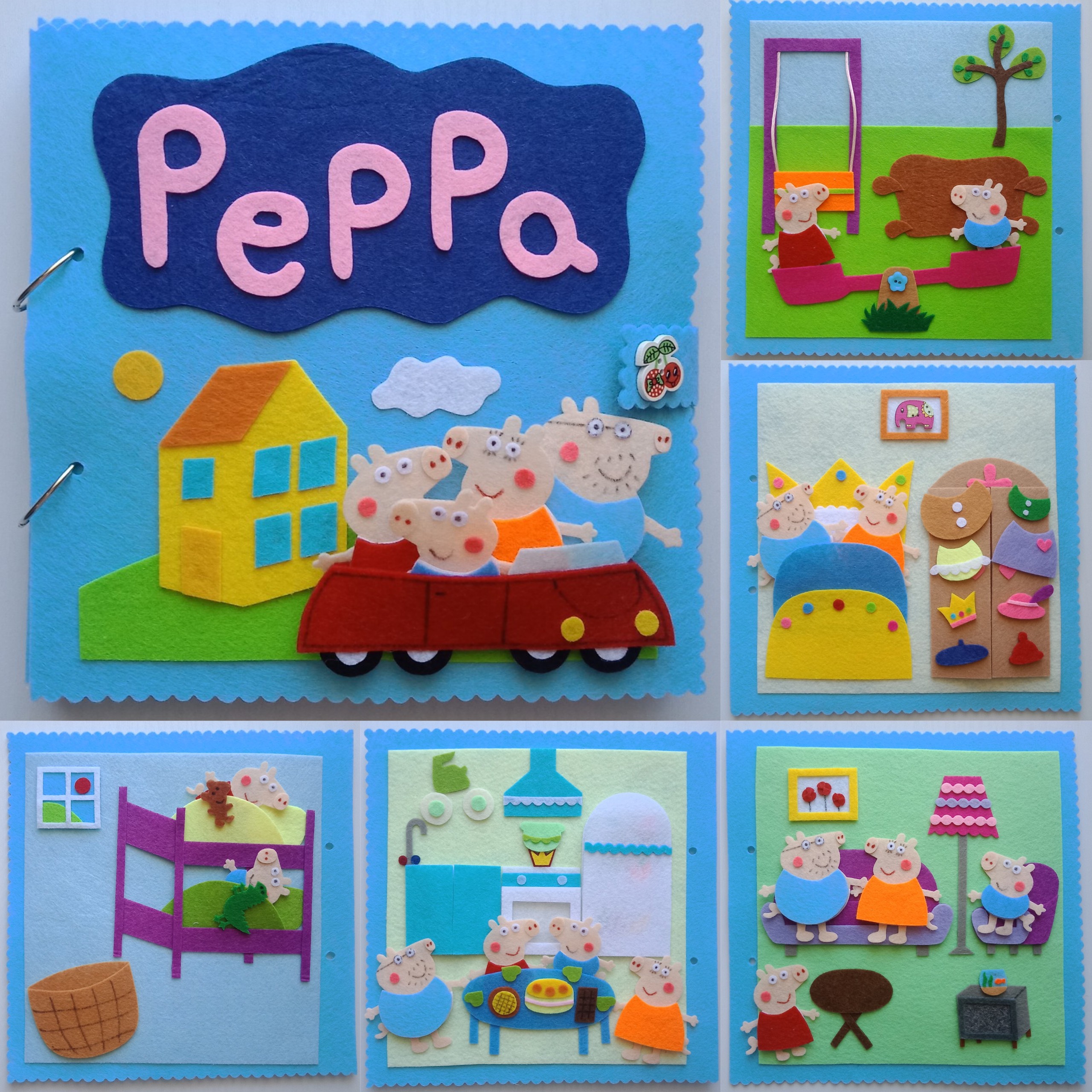 Sách vải Gia đình lợn Peppa (Hình thật 100%) - Sách vải Handmade Heo Peppa