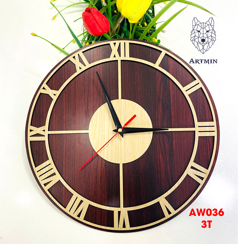 AW036 - Đồng Hồ Gỗ Decor Nhà Cổ Điển – Đồng Hồ Treo Tường Trang Trí Cực Xinh