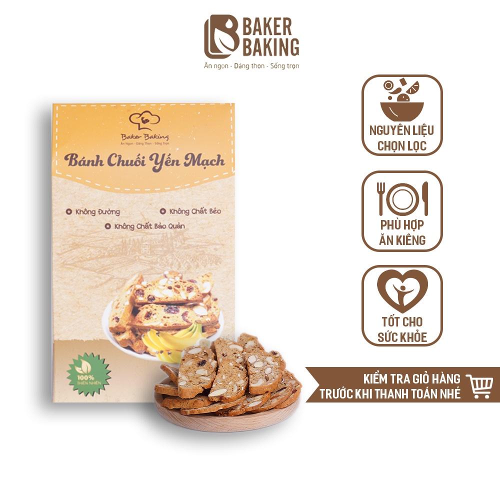 Bánh ăn kiêng vị chuối yến mạch Baker Baking không đường, không chất bảo quản 100g