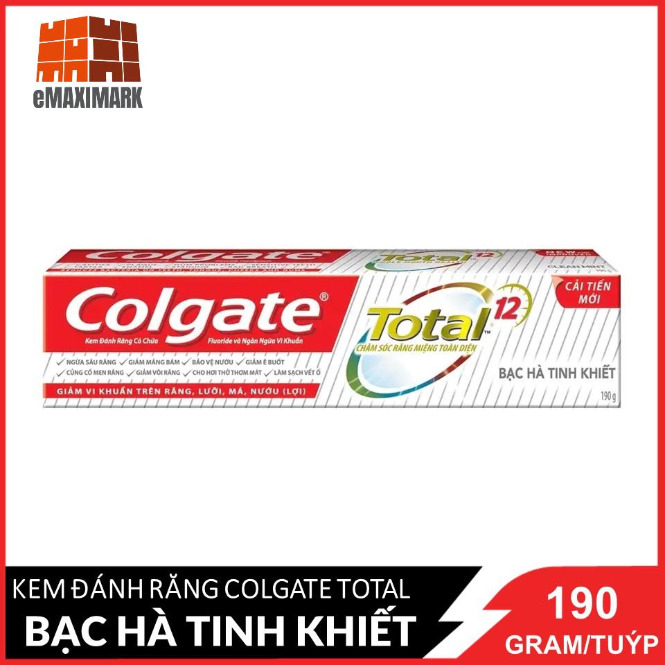 Kem đánh răng Colgate Total Bạc Hà Sạch hiệu quả giảm chảy máu nướu 190g