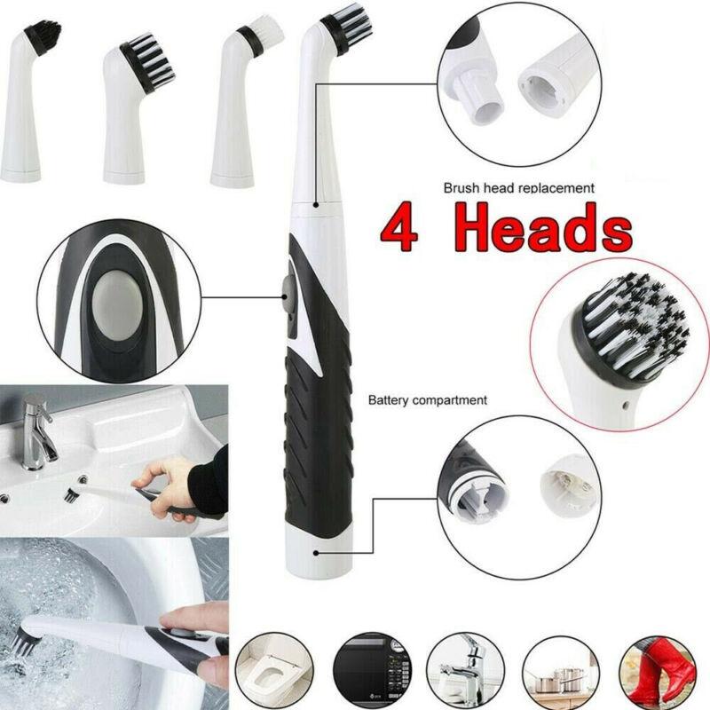 4 Heads Super Sonic Scrubber Cleaner Electric Brush House Dust Helper Kitchen