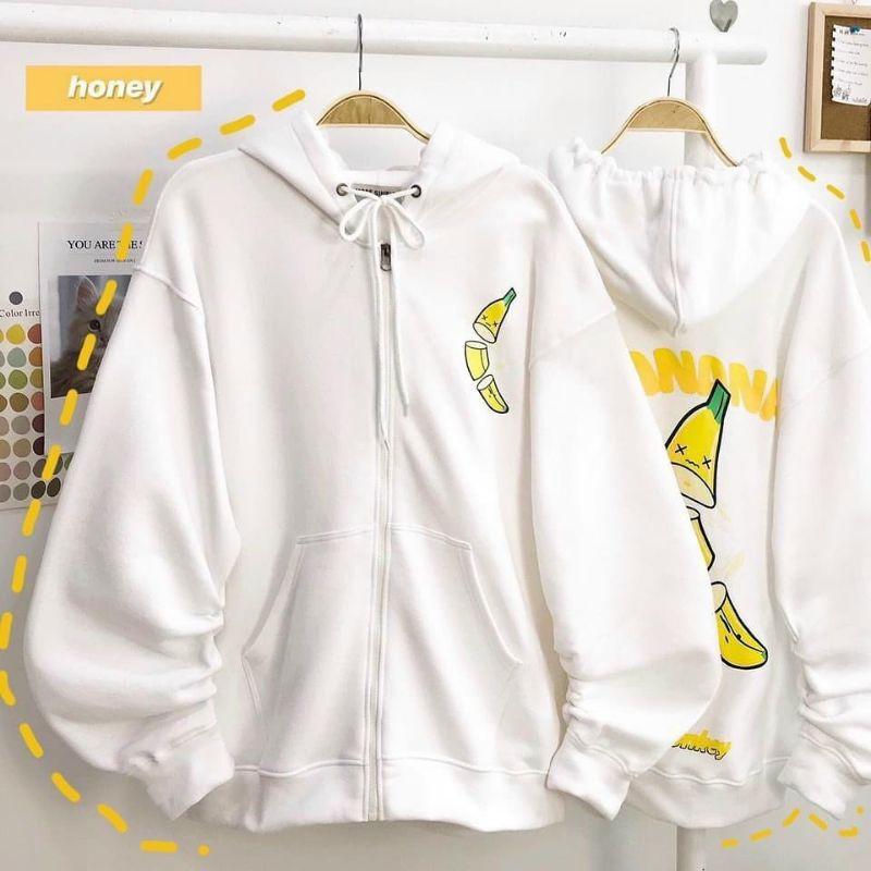 Áo khoác nam nữ mặc , áo hoodie , áo khoác hoodie in chữ BANANAnam nữ mặc , vải dày mịn