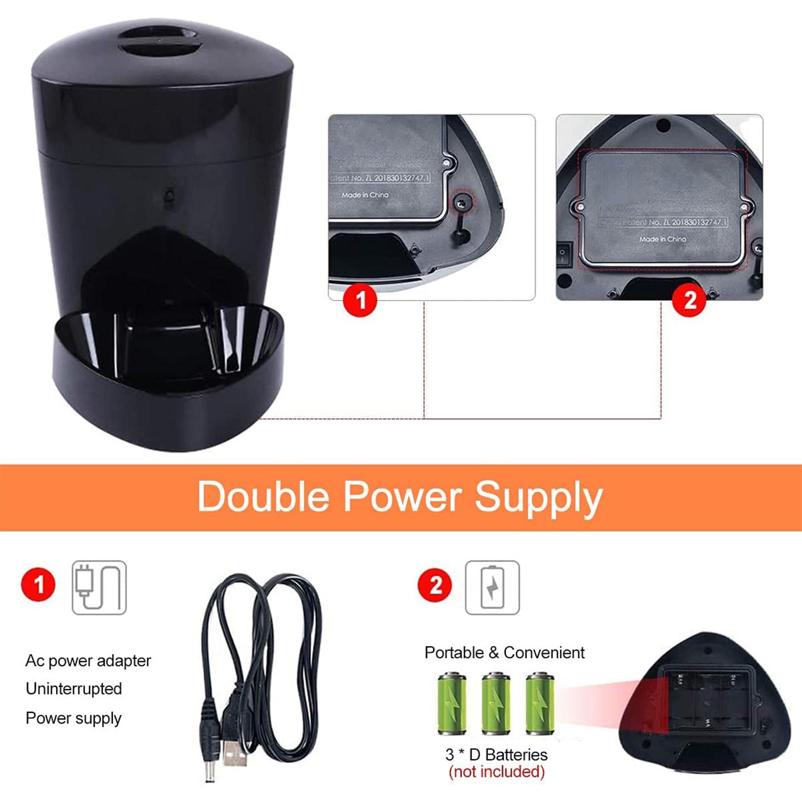 4L Automatic Feeder Smart Pet Feeder Rechargeable Electric Dry Food Container Timed Dog Cat Dispenser Timer Program