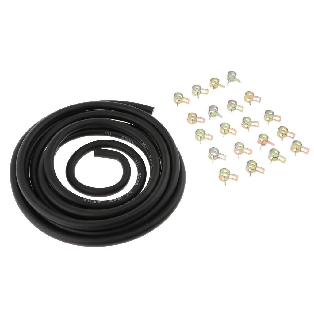 3 meters 1/8" ID Fuel Line + 20pcs 2/5" ID Hose Clamps Fits Small Engine