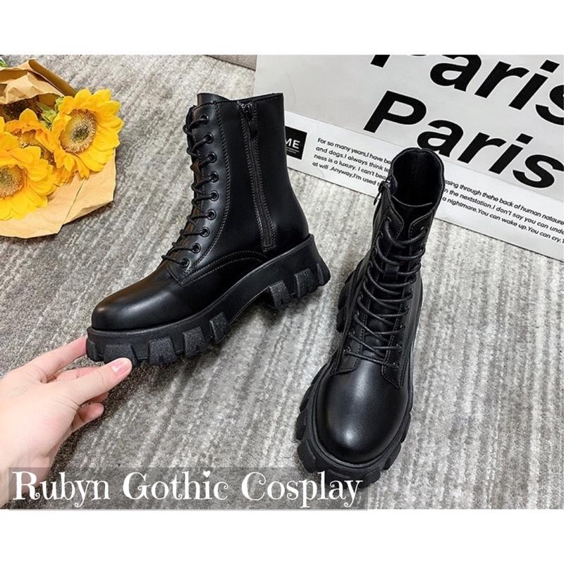 Giày Boots Chiến Binh Mẫu Mới Dây Kéo ( Trắng, Đen ) Size 35-40 .A53