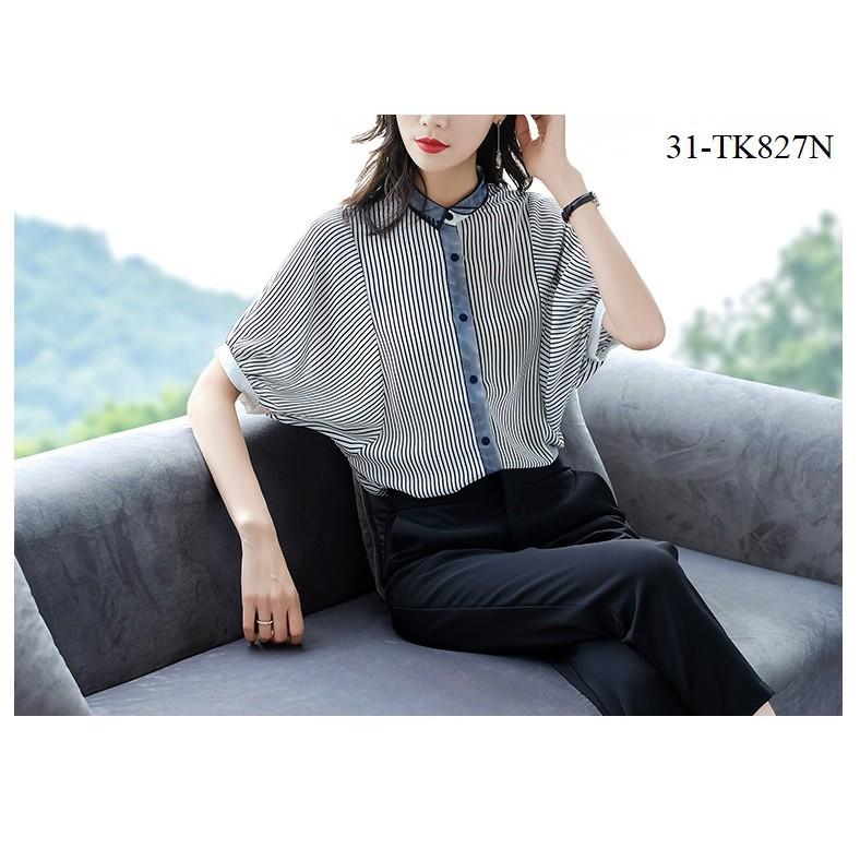 TK723-ÁO SƠ MI SỌC TAY CÁNH DƠI S-6XL
