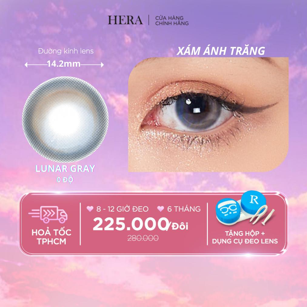 Kính Áp Tròng Hera Xám Ánh Trăng Không Độ LUNAR GRAY Nhập Khẩu Hàn Quốc Lens Không Cận 6 Tháng