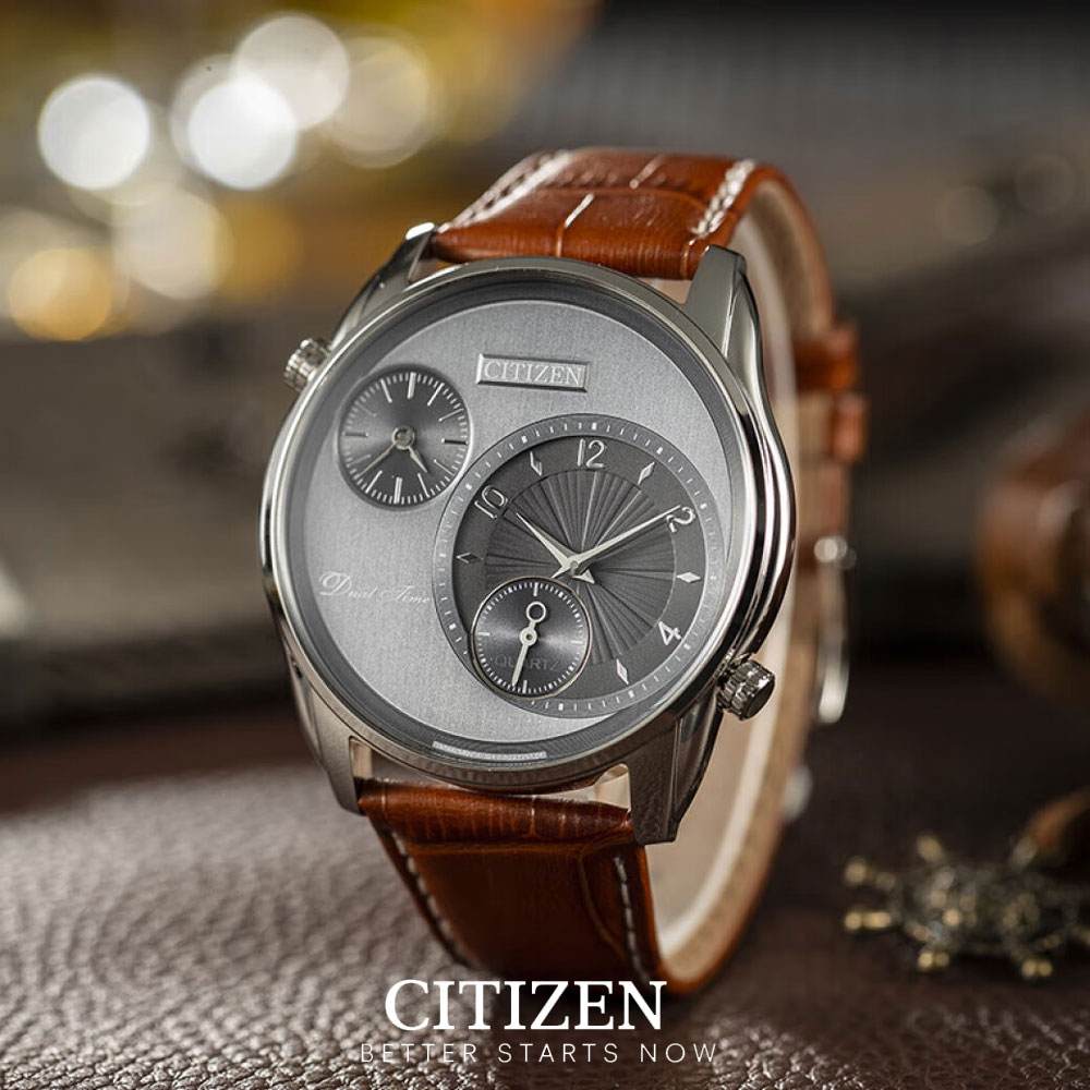 Đồng Hồ Nam Citizen Dây Da AO3030-16H - Mặt Xám