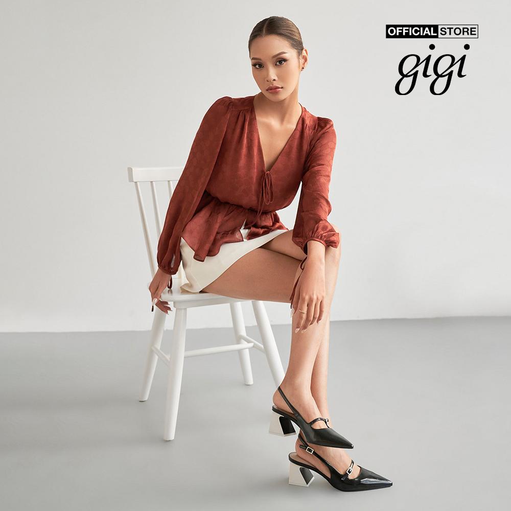 GIGI - Áo kiểu nữ tay dài cổ V phối thắt eo thời trang G1110T222283