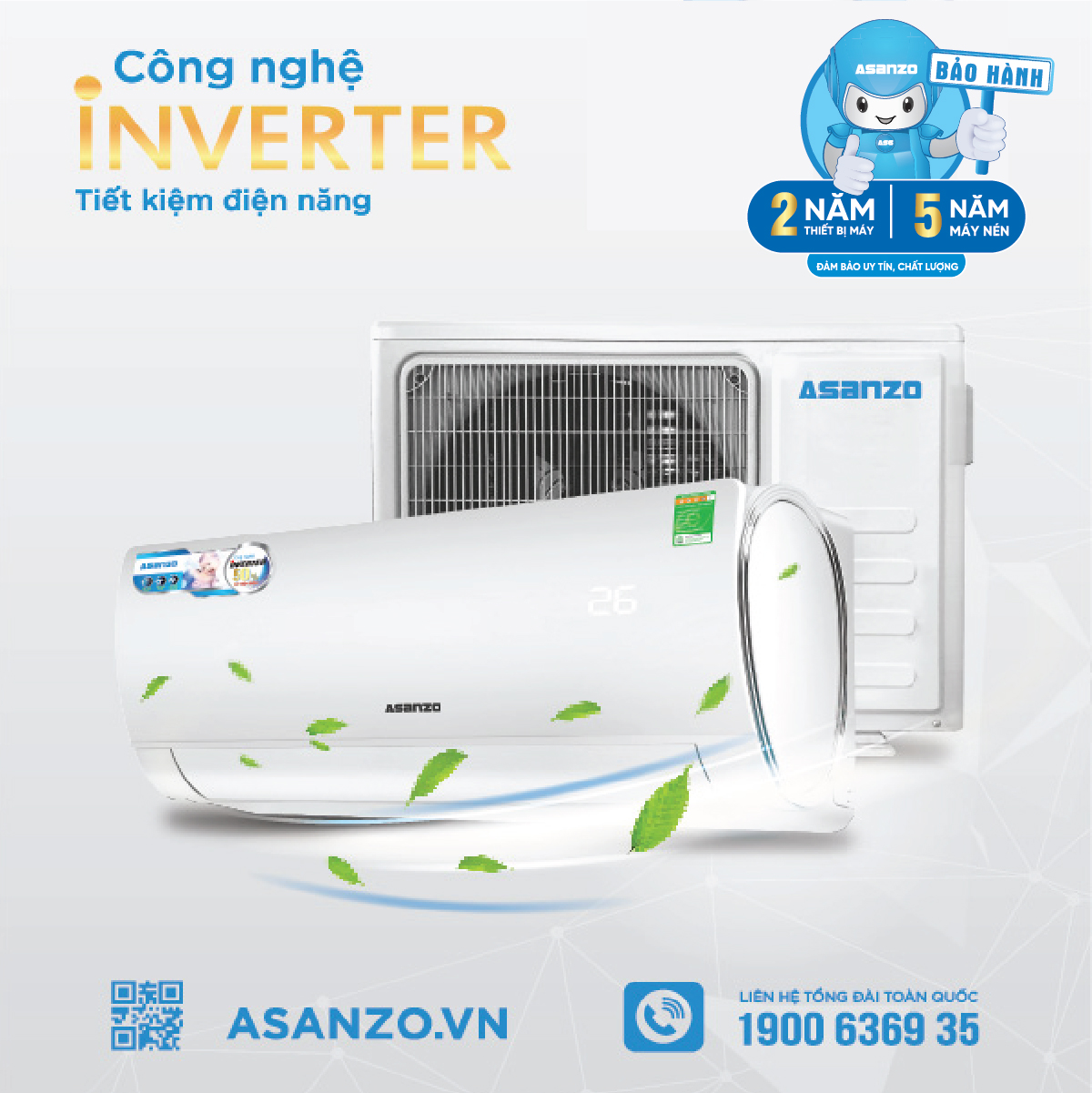 Máy Lạnh Asanzo Inverter iKool 1HP K09N66 - Hàng Chính Hãng - Chỉ giao HCM