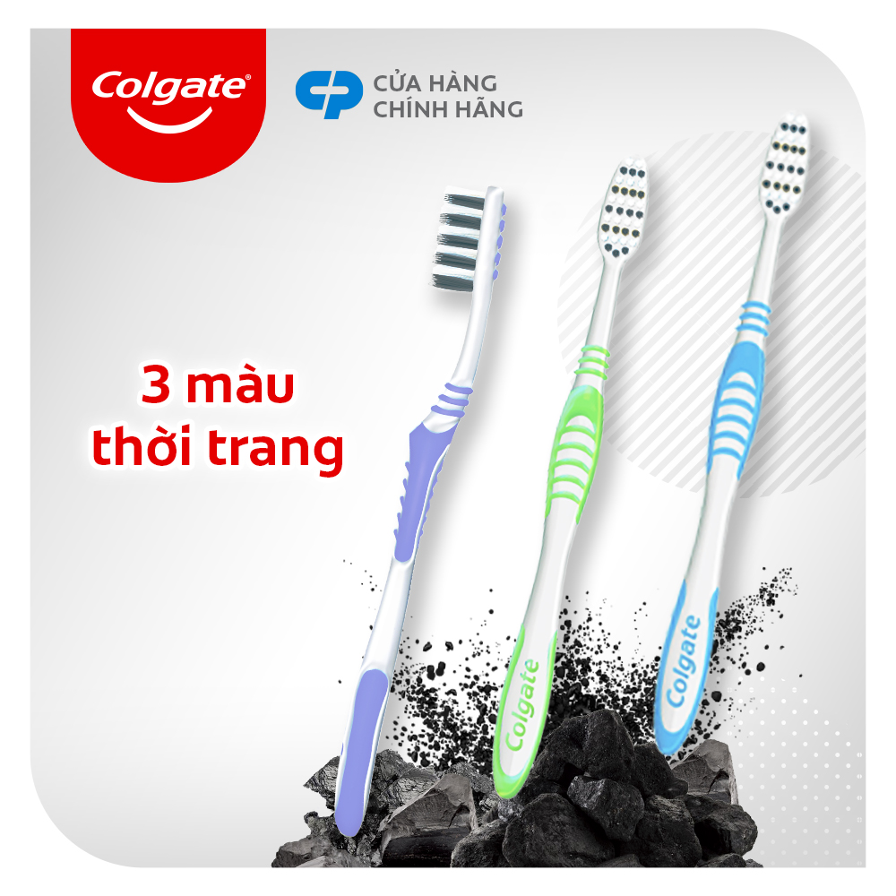 Bộ 5 Bàn chải Colgate Slimsoft Between Charcoal lông chải mềm mảnh xen sợi phủ than hoạt tính (Màu Ngẫu Nhiên)