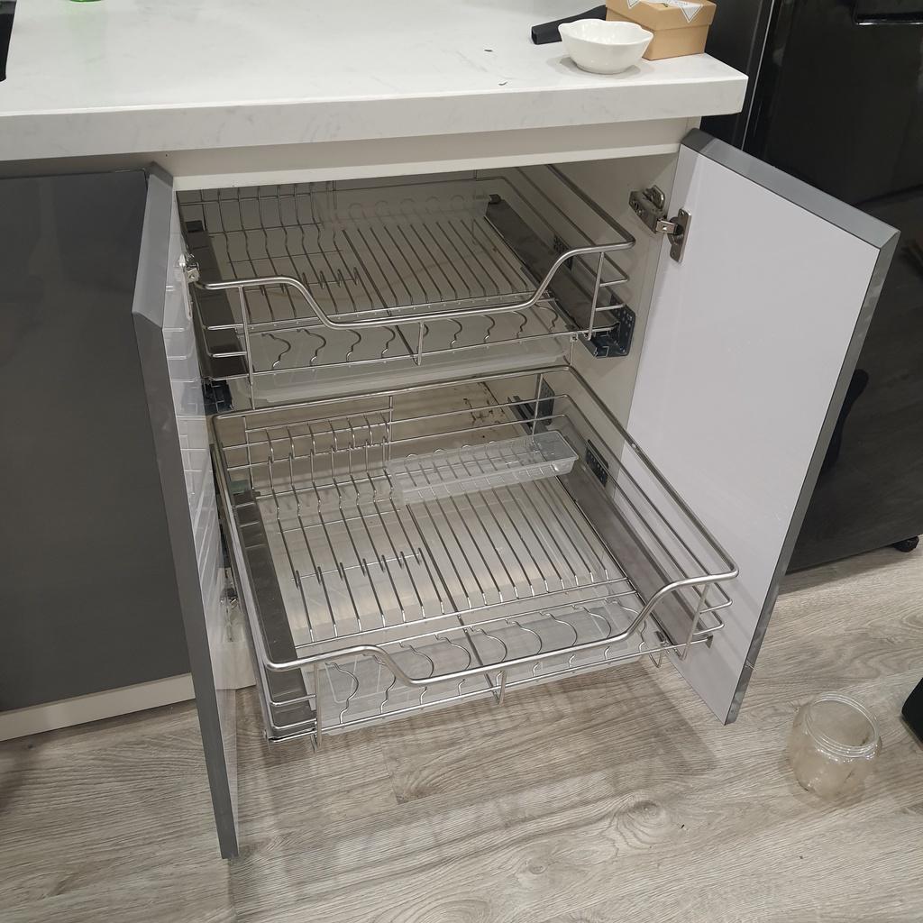 Giá Úp Bát Đĩa Tủ Bếp Dưới INOX304 Nan Tròn Hàng Chính Hãng