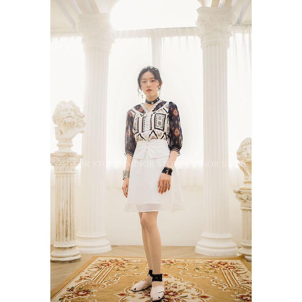 CHÂN VÁY CÓ ĐAI 2 NÚT PHỐI VOAN