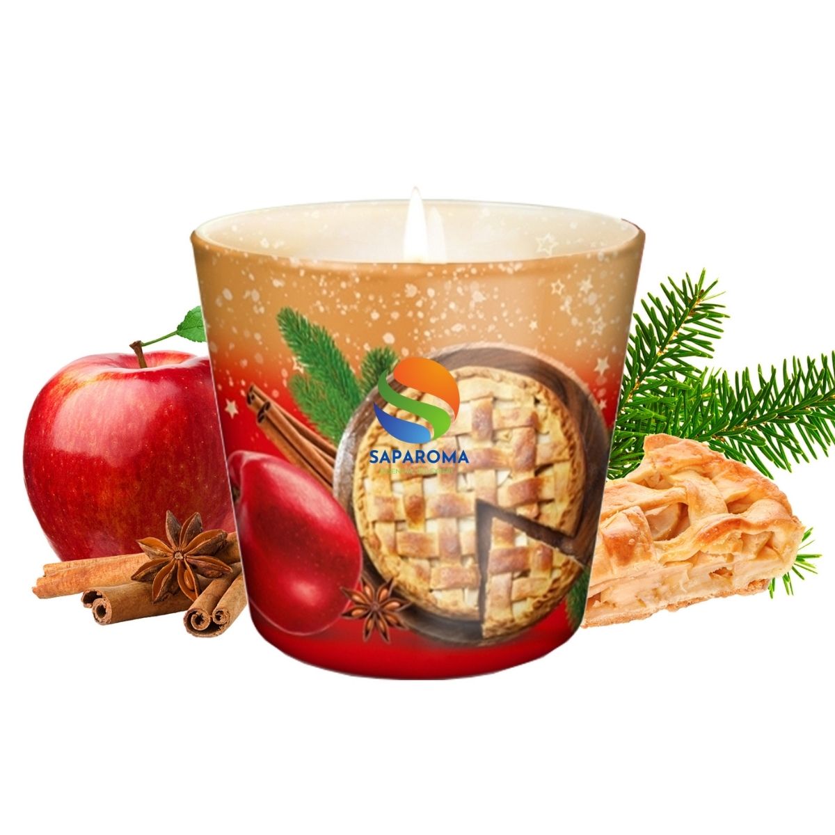 Ly nến thơm tinh dầu Bartek Holiday Cakes 115g QT0042 - bánh cam, táo, trang trí, thơm phòng, thư giãn, hỗ trợ khử mùi