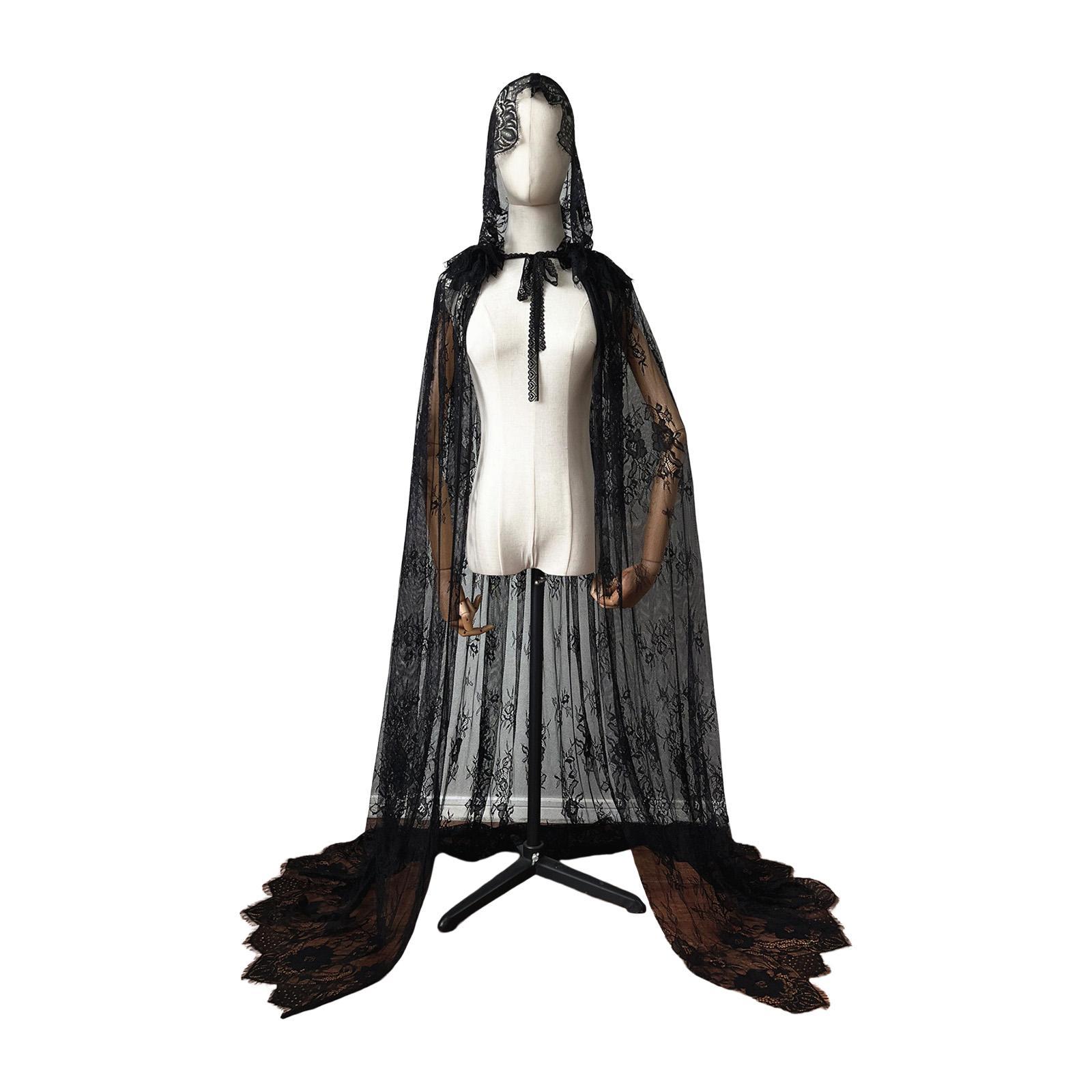 Long Hooded Cloak Cape Hooded Cape Open Front Floor Length Wedding Bridal Cloak for Women Halloween Costume for Medieval Costumes Masquerade