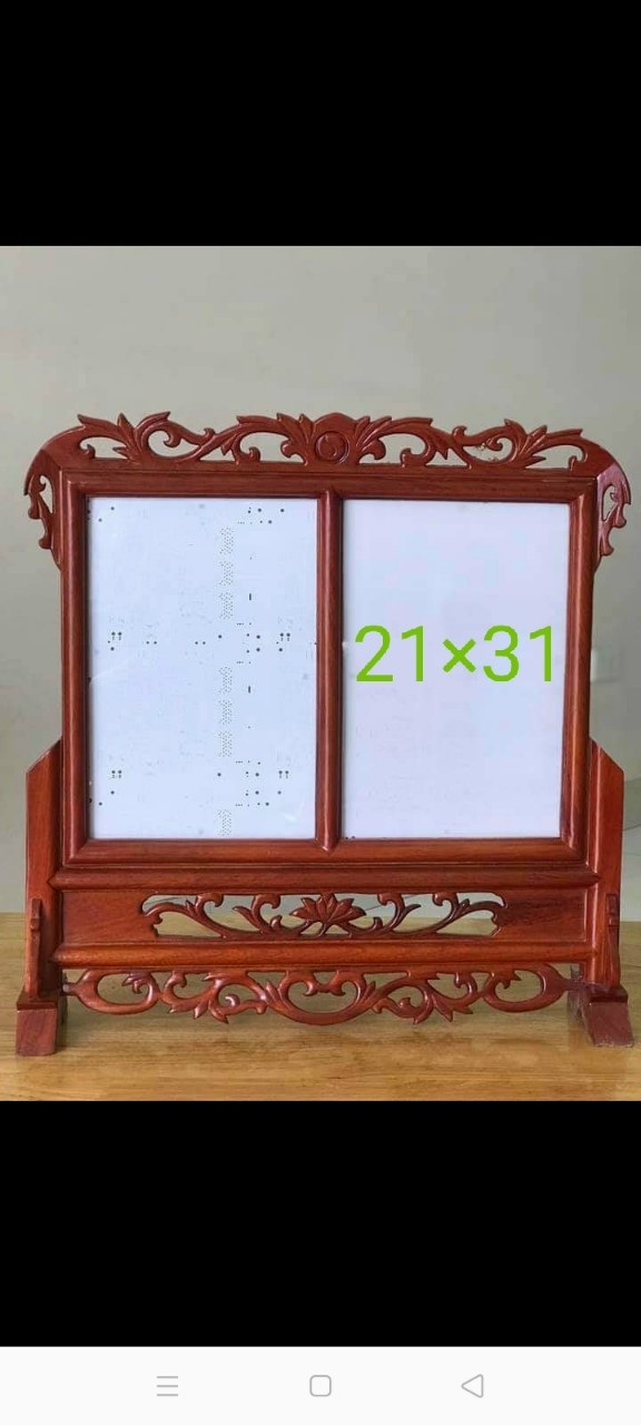 Khung ảnh thờ đôi bằng gỗ hương kt lồng ảnh 21×31cm