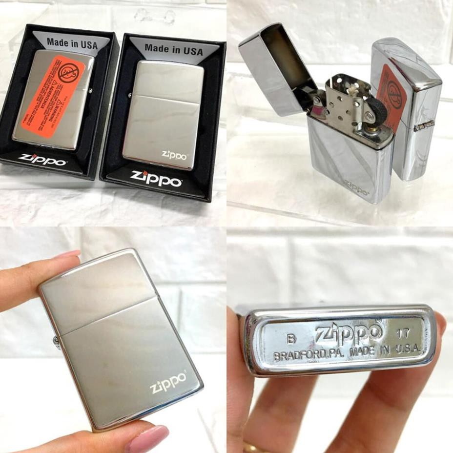 Bật lửa Zippo bạc (trơn bóng bạc) - Zippo Fullbox